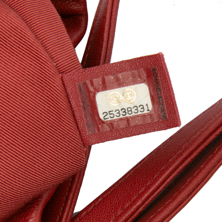 CC Quilted Calfskin Drawstring Bucket Bag Red - Gaby Paris
