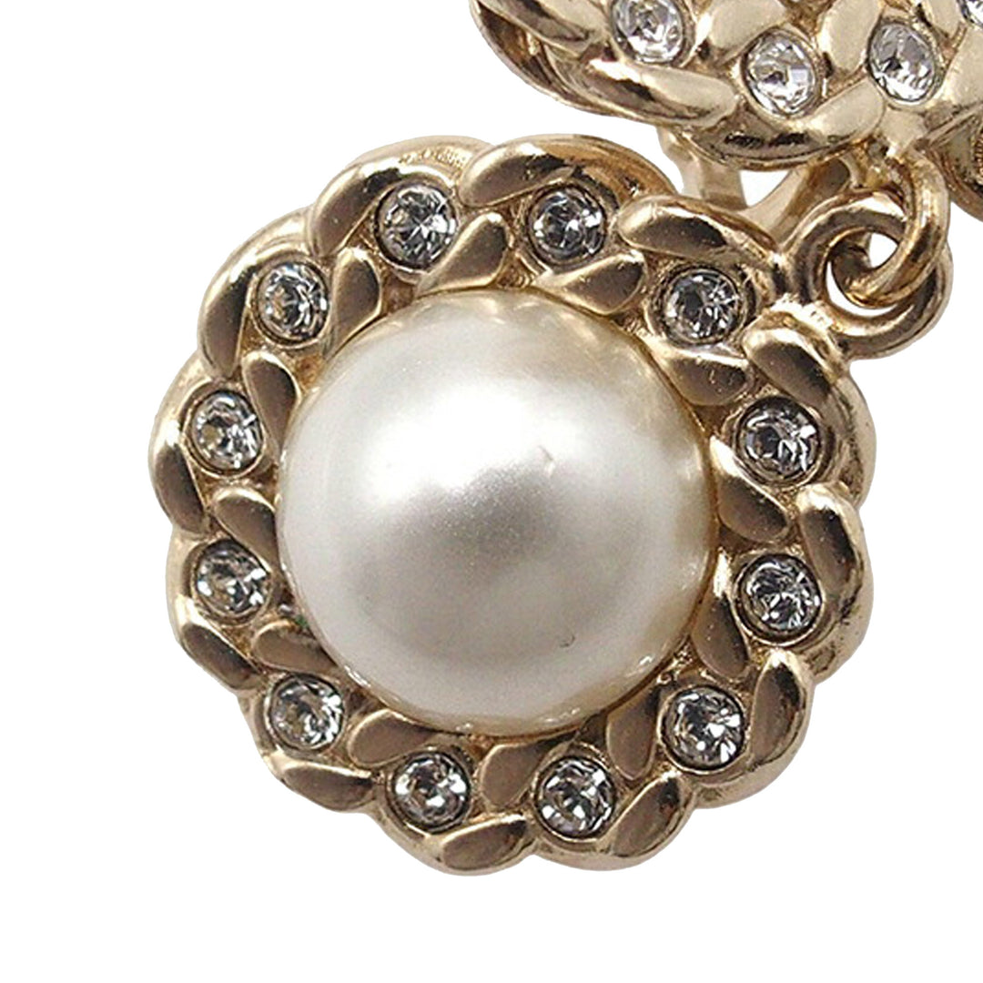 Chanel CC plaqué Rhinestone et Perles fantaisie Swing Clip On Boucles d’oreilles – GABY PARIS Authentique