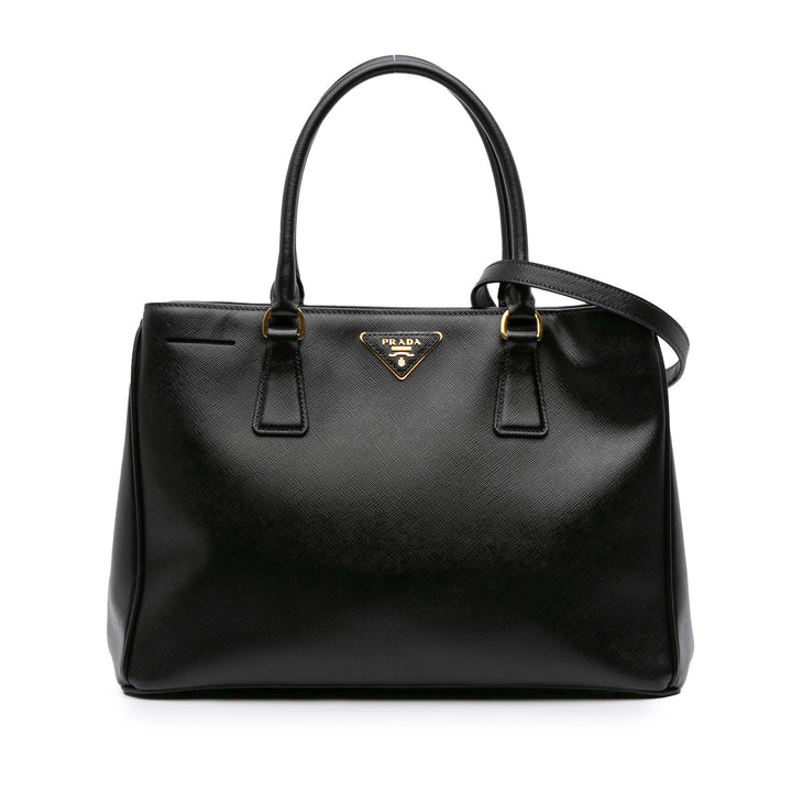 Medium Saffiano Lux Galleria Satchel Black - Gaby Paris