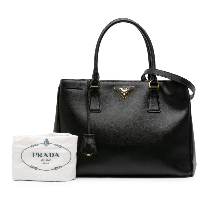Medium Saffiano Lux Galleria Satchel Black - Gaby Paris