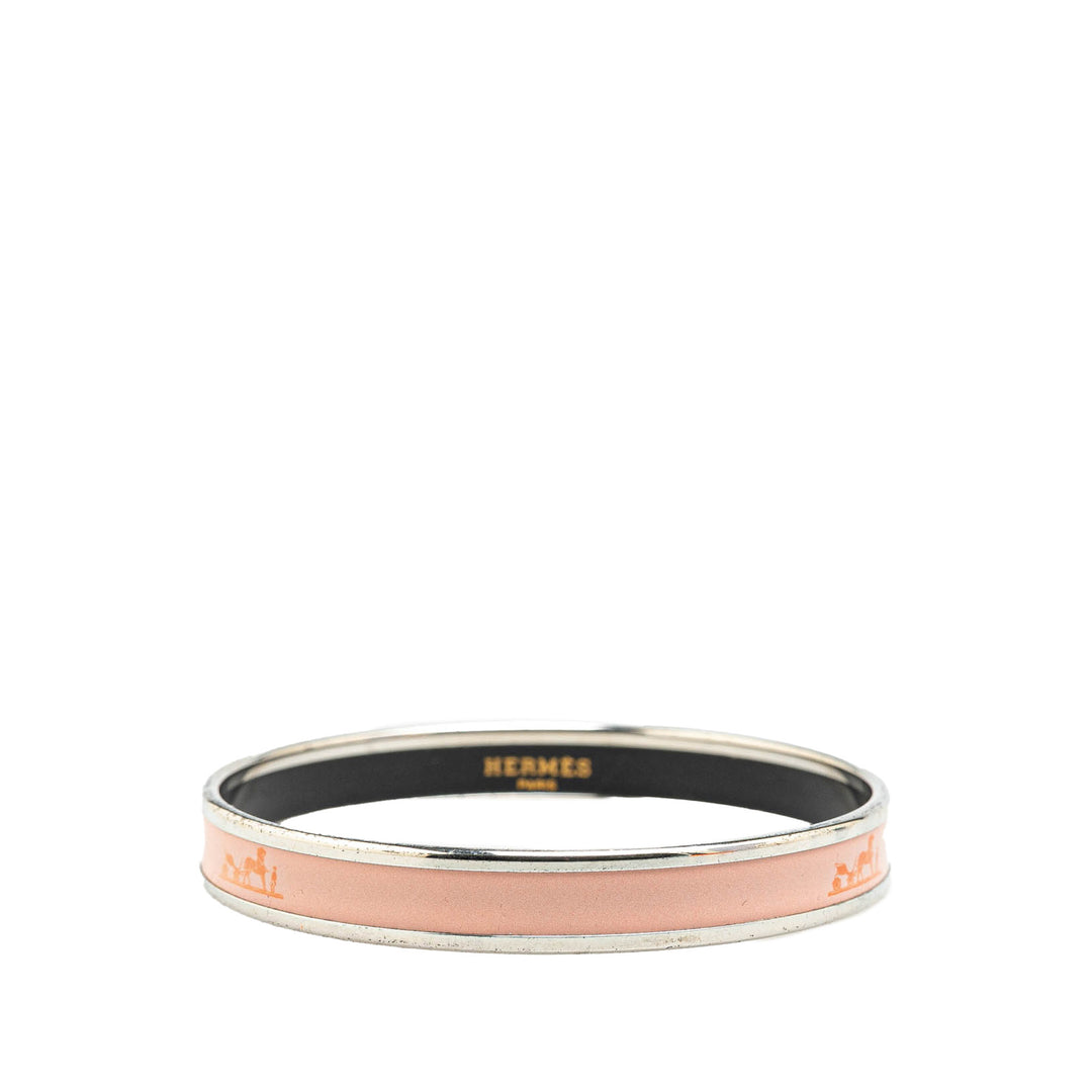 Narrow Enamel Calèche Bangle Pink - Gaby Paris