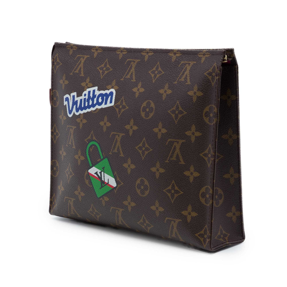 Louis Vuitton Pochette Édition limitée Patches et Travel Stickers Toiletry 26 Monogram Marron – vue 2 – GABY PARIS