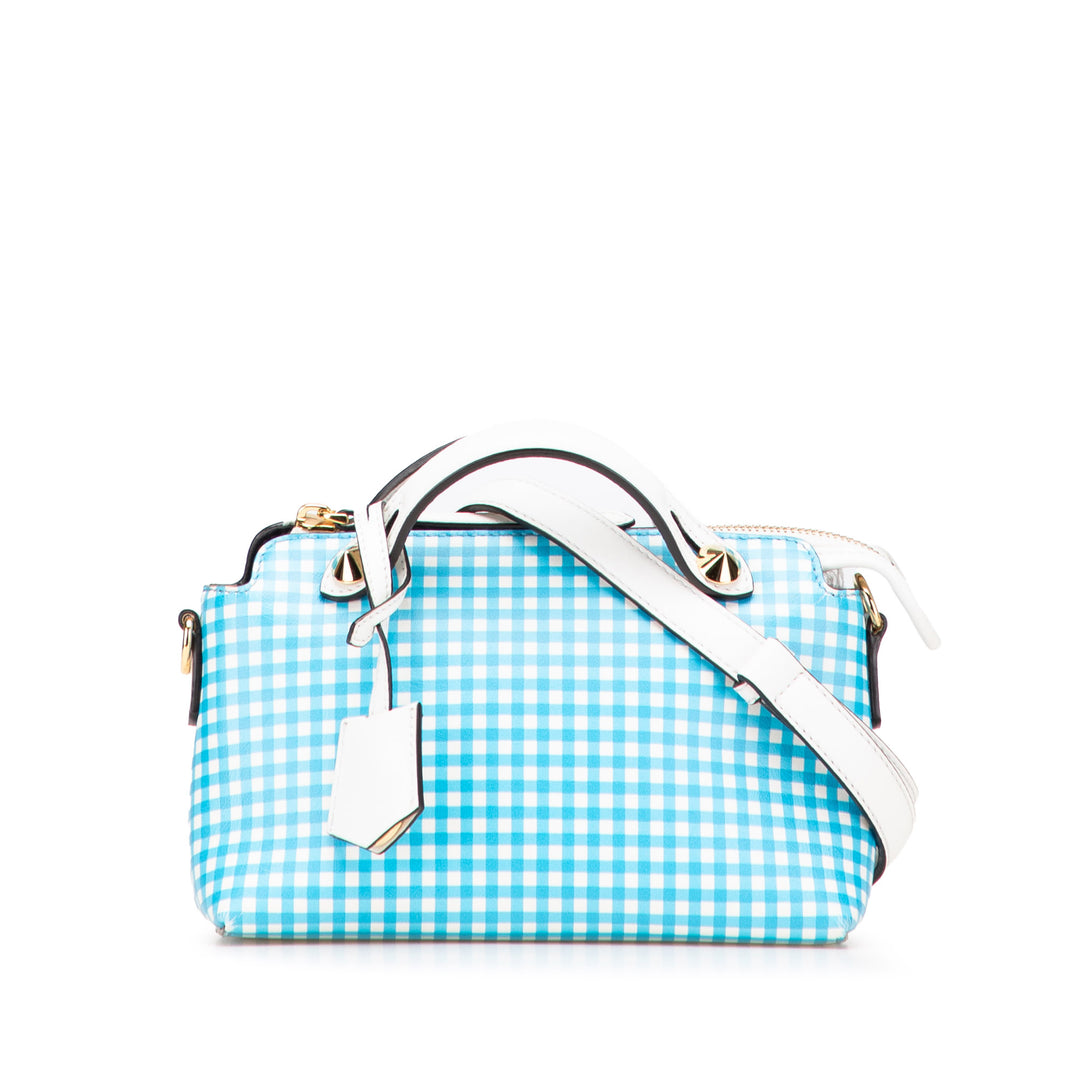 Mini Printed Leather Gingham By The Way Satchel White - Gaby Paris