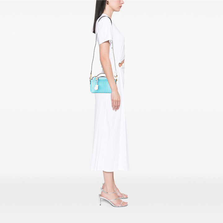 Mini Printed Leather Gingham By The Way Satchel White - Gaby Paris