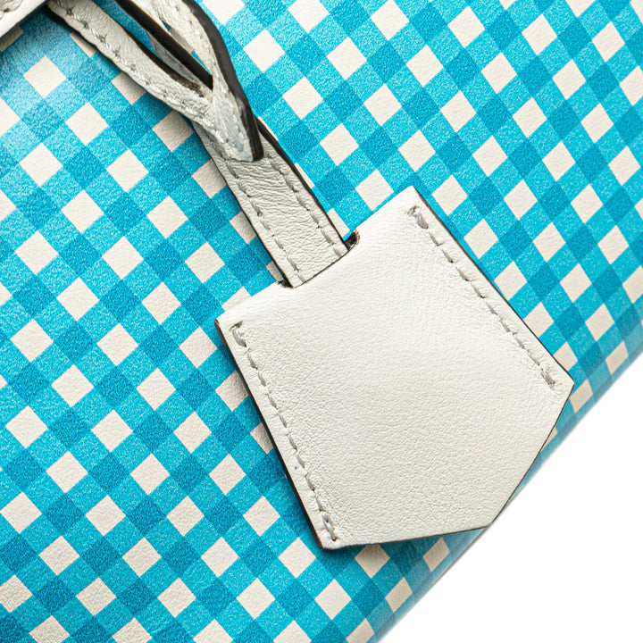 Mini Printed Leather Gingham By The Way Satchel White - Gaby Paris
