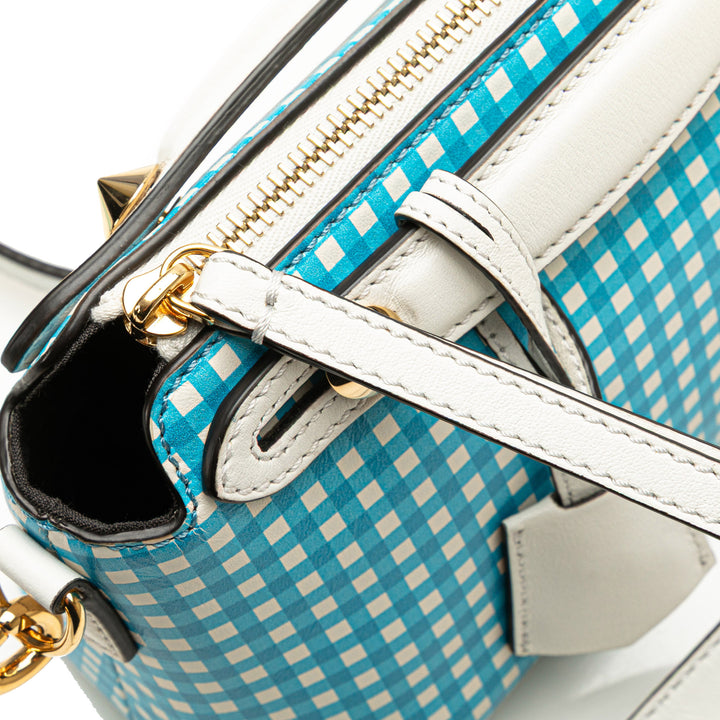 Mini Printed Leather Gingham By The Way Satchel White - Gaby Paris