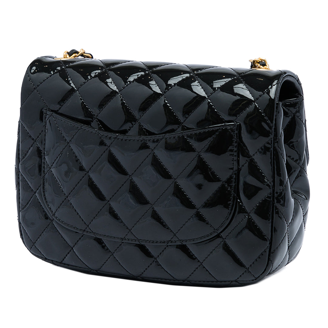Chanel Classic Carré Émail Coco Hearts Rabat simple Mini Noir