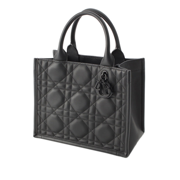 Book Tote Macrocannage Ultra Matte Petit Cuir de veau Noir