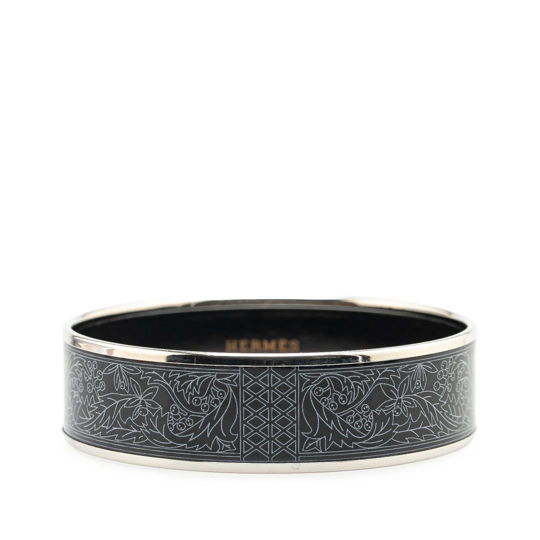 Wide Printed Enamel Bangle 65 Black - Gaby Paris