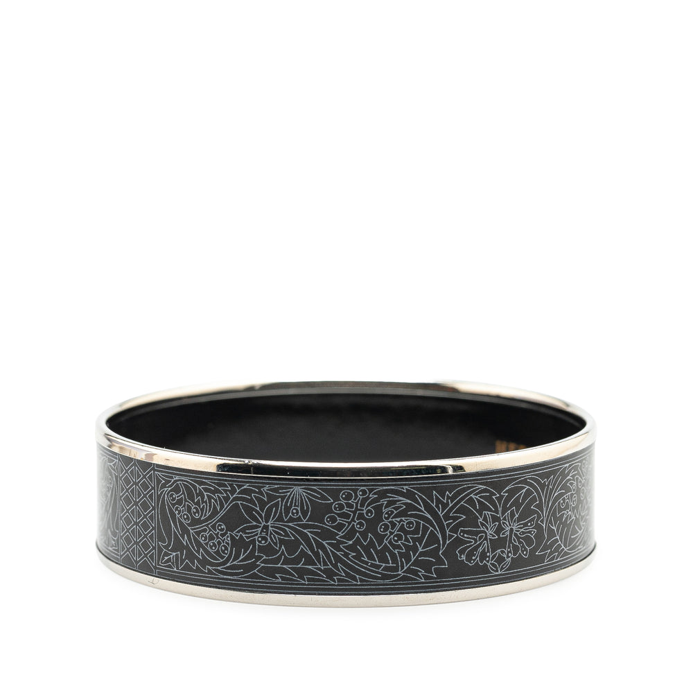 Wide Printed Enamel Bangle 65 Black - Gaby Paris