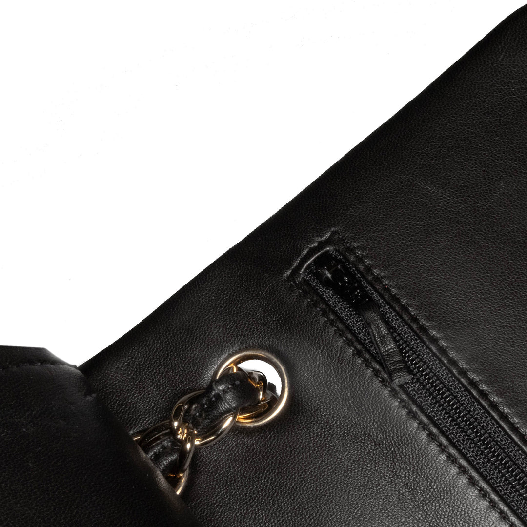 Jumbo Classic Lambskin Double Flap Black - Gaby Paris