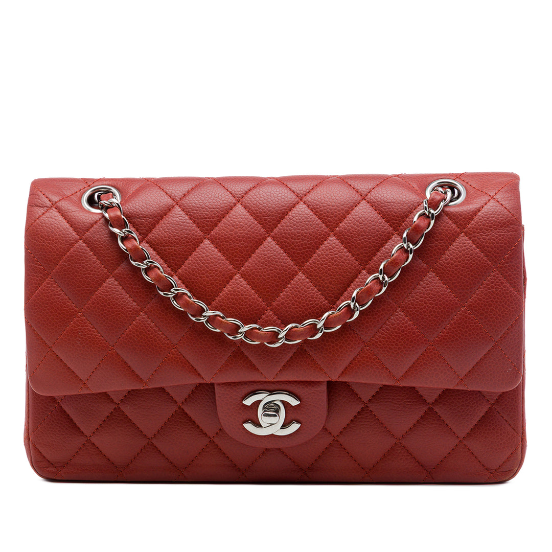 Classic Double rabat Moyen Cuir caviar Rouge