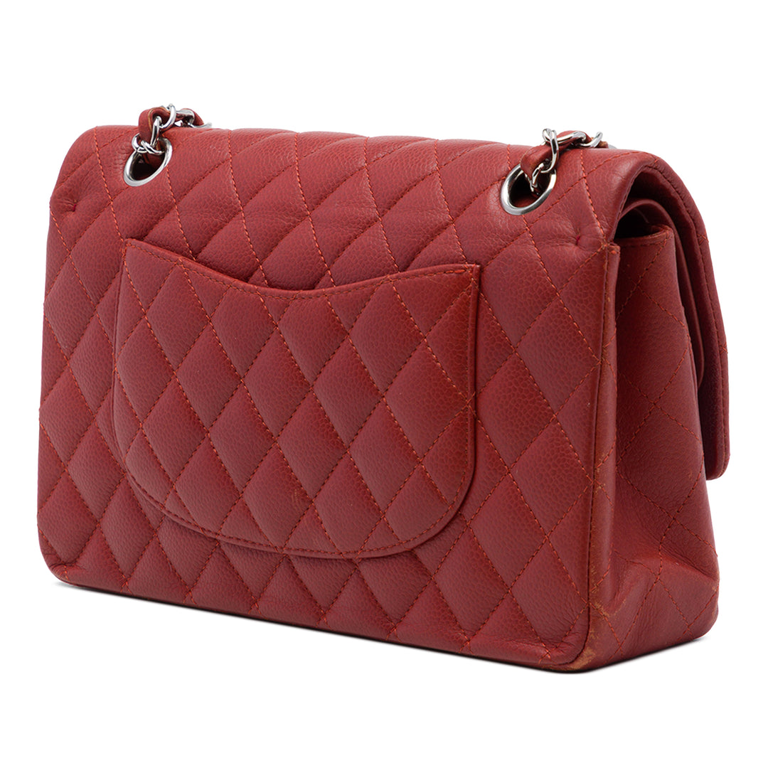 Classic Double rabat Moyen Cuir caviar Rouge