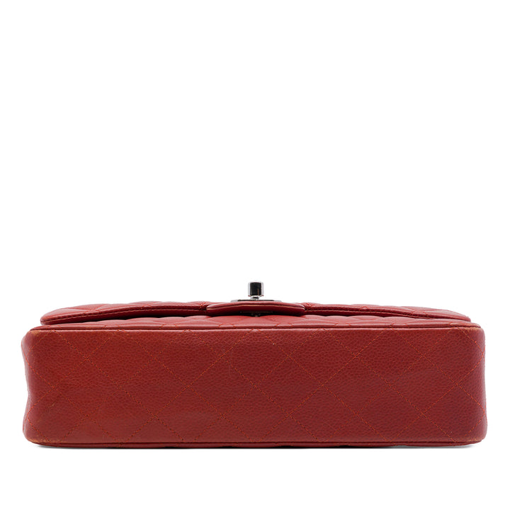 Classic Double rabat Moyen Cuir caviar Rouge