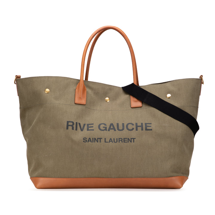 Saint Laurent Maxi Toile Rive Gauche Shopper Cabas Marron