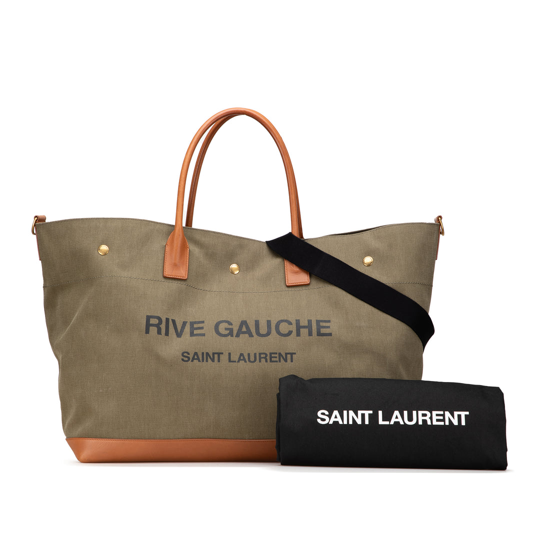 Saint Laurent Maxi Toile Rive Gauche Shopper Cabas Marron
