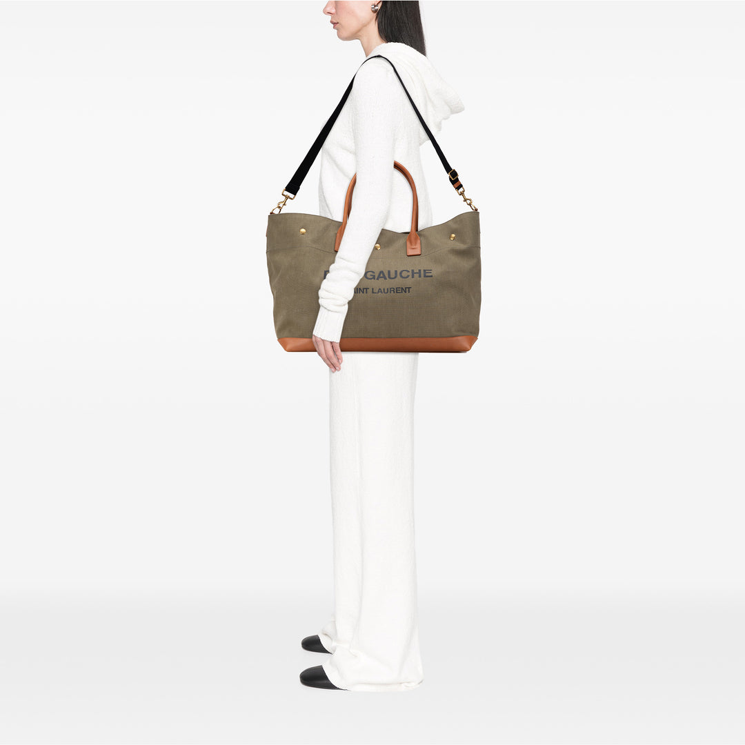 Saint Laurent Maxi Toile Rive Gauche Shopper Cabas Marron