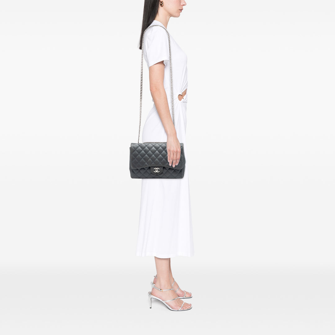 Chanel Jumbo Classic Cuir d’agneau Bijoux Chain Simple rabat