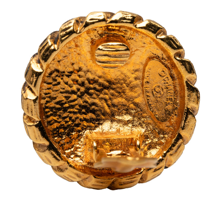 Chanel CC plaqué Sunburst Rond Clip On Boucles d’oreilles