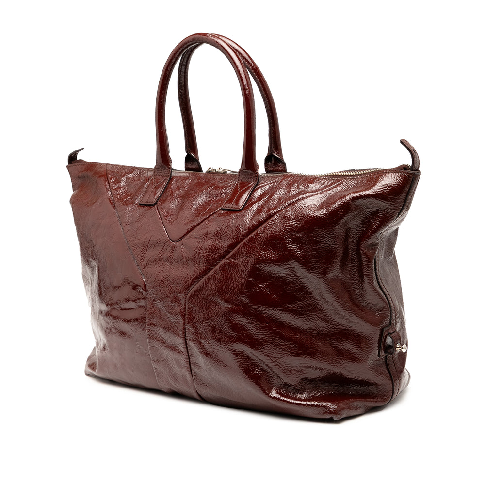 Saint Laurent Medium Textured Cuir verni Easy Y Cabas Rouge – GABY PARIS Authentique