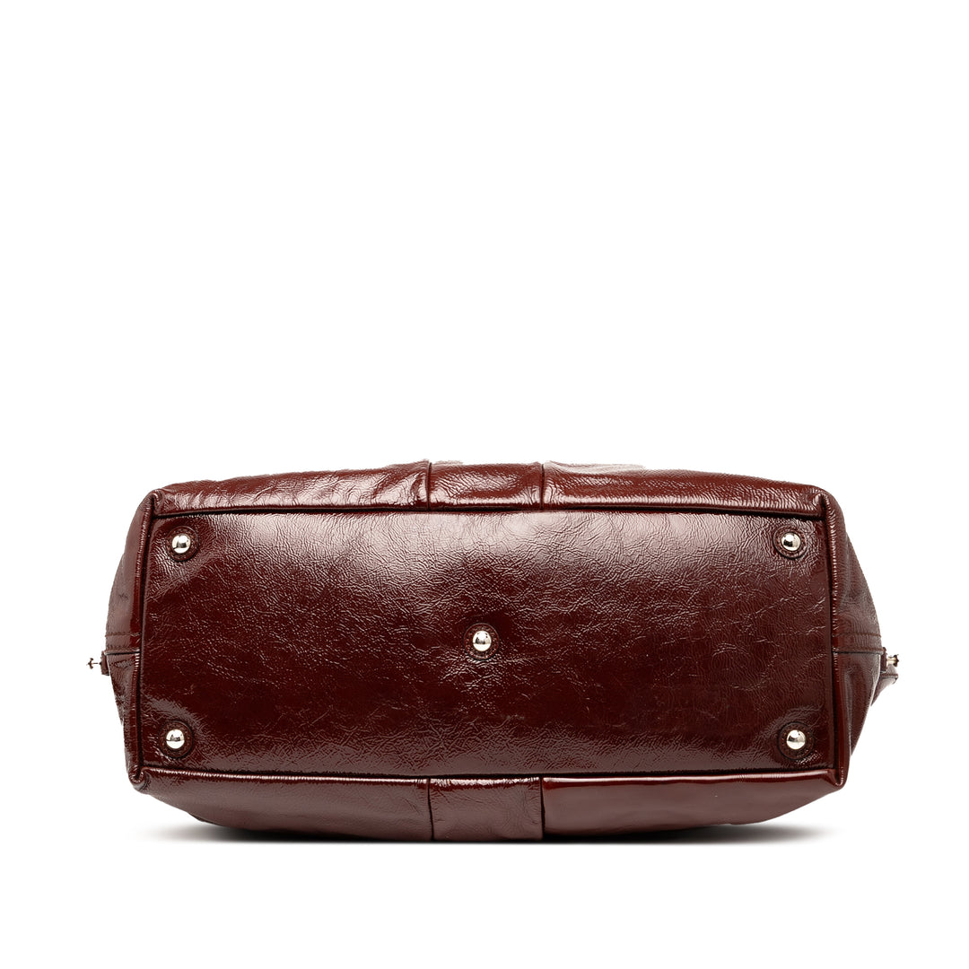 Saint Laurent Medium Textured Cuir verni Easy Y Cabas Rouge – GABY PARIS Authentique