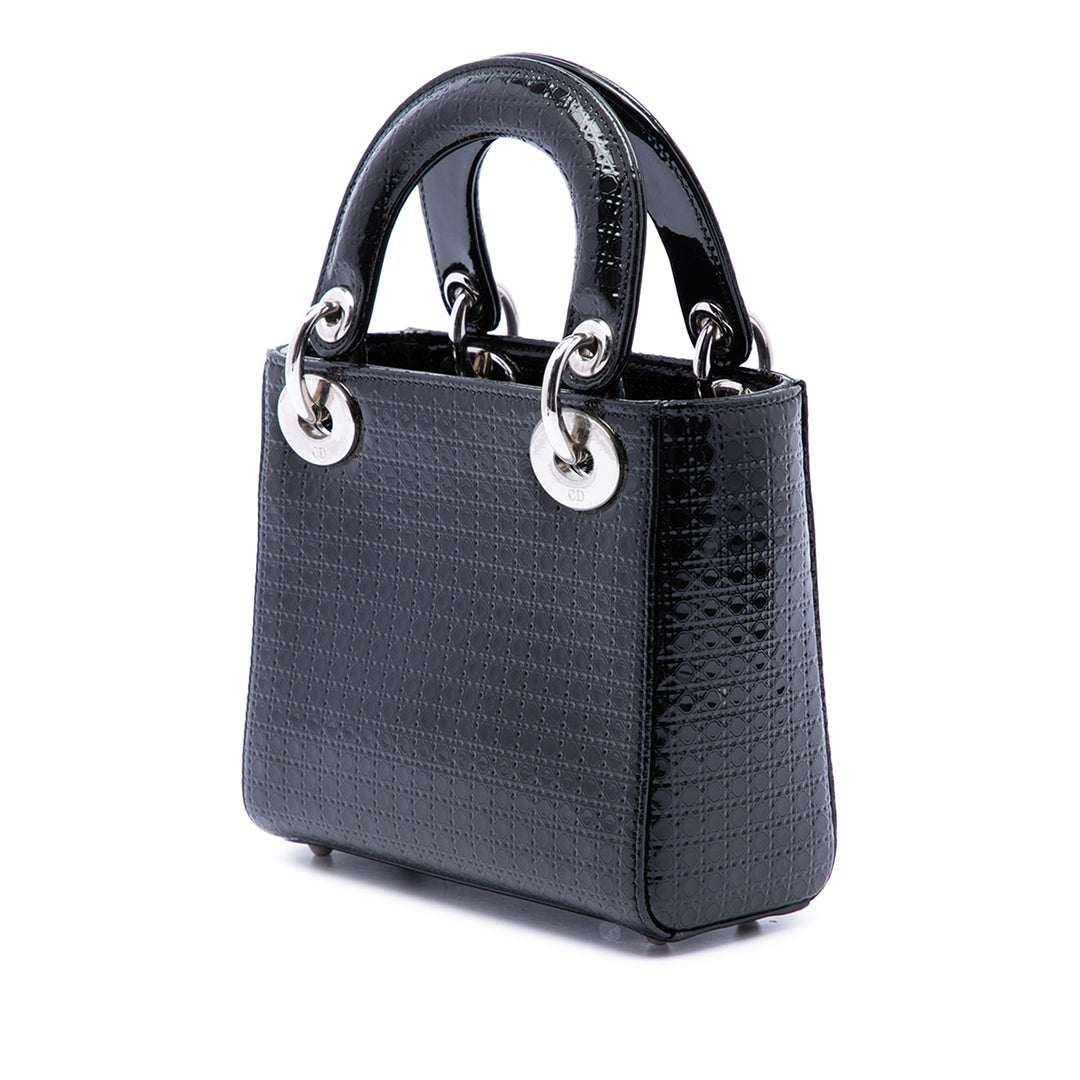 Dior Métallisé Microcannage Lady Dior Mini Noir – vue 3 – GABY PARIS