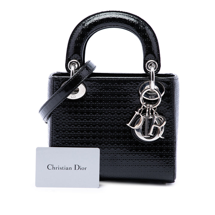 Dior Métallisé Microcannage Lady Dior Mini Noir – vue 7 – GABY PARIS