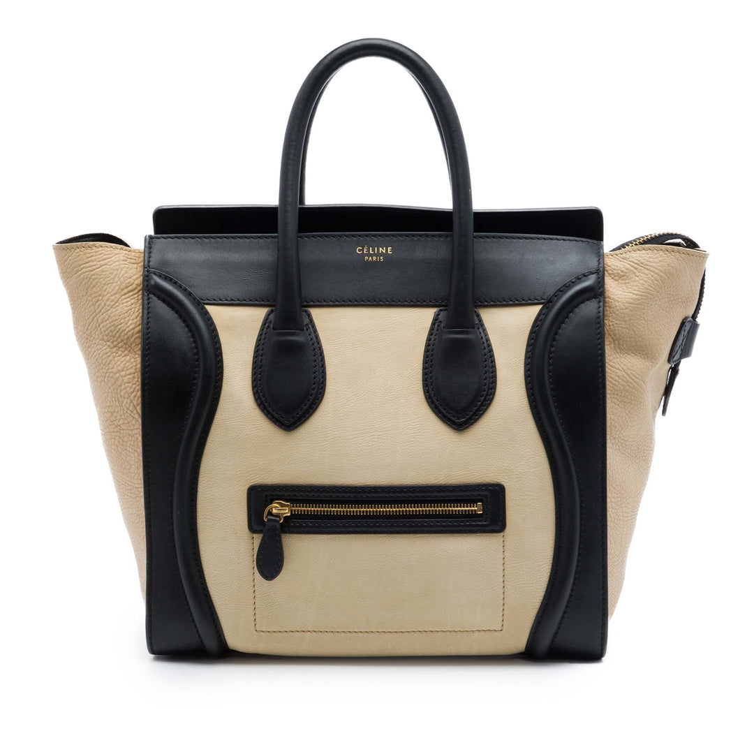 Celine Mini Bicolor Cuir Luggage Cabas