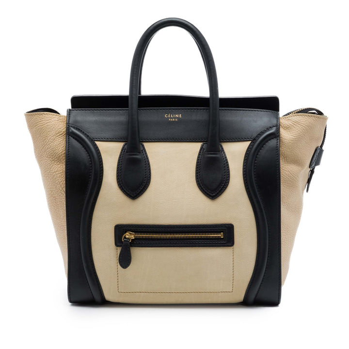 Celine Mini Bicolor Cuir Luggage Cabas