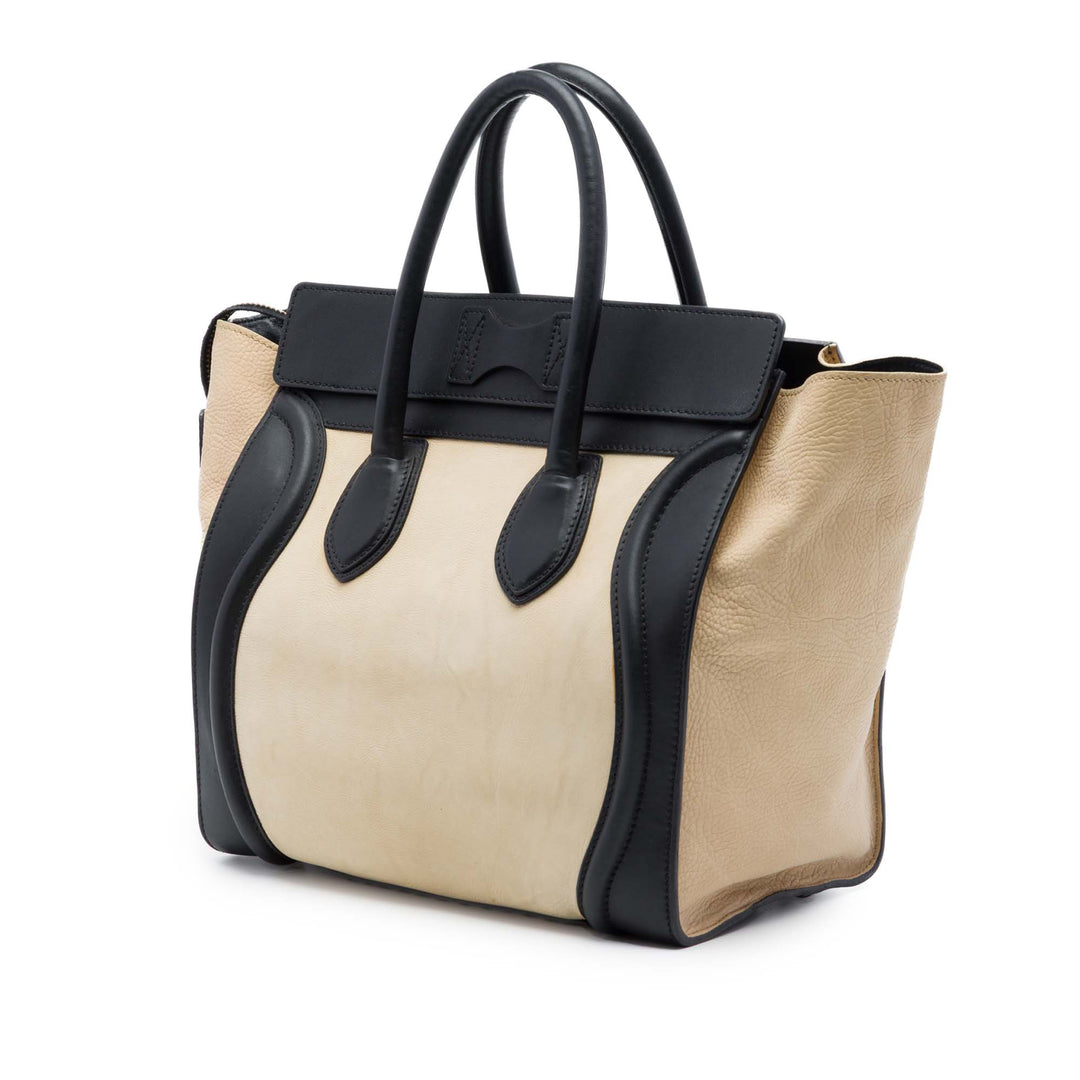 Celine Mini Bicolor Cuir Luggage Cabas