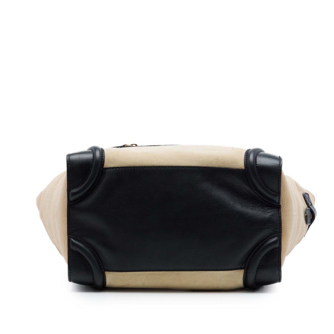 Celine Mini Bicolor Cuir Luggage Cabas