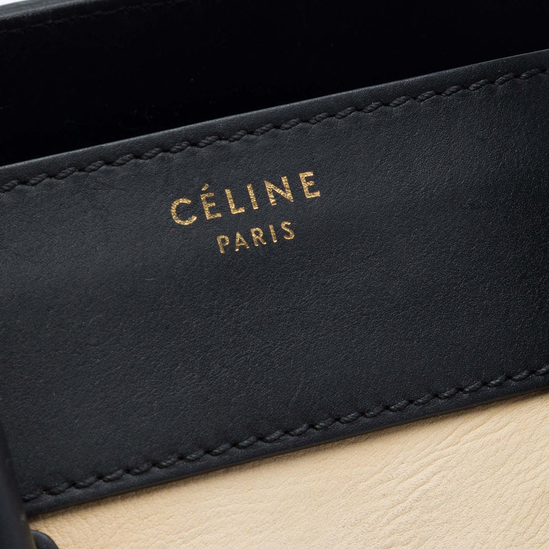 Celine Mini Bicolor Cuir Luggage Cabas