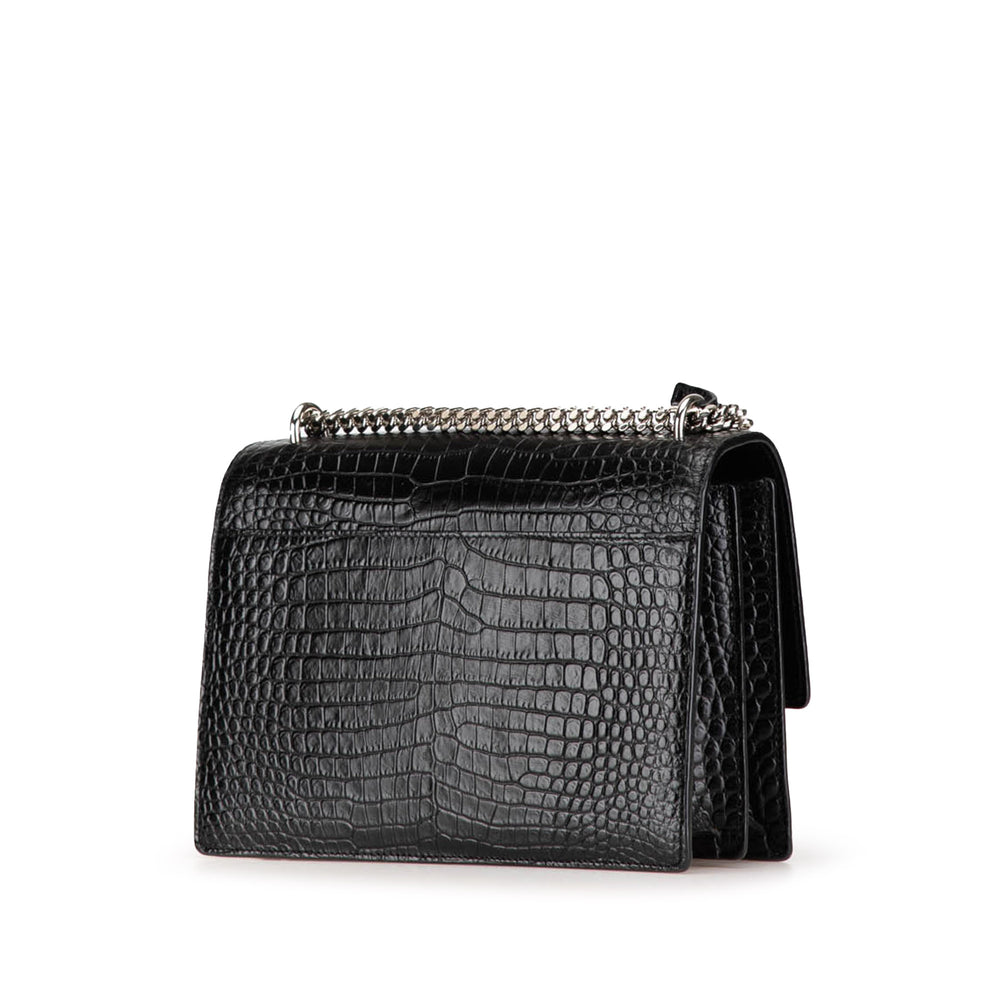 Medium Embossed Sunset Crossbody Bag Black - Gaby Paris