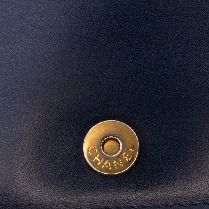 Chanel Quilted Aged Cuir de veau Gabrielle Wallet On Chain Bleu