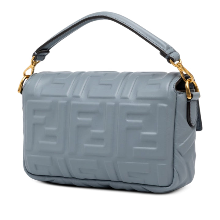 Fendi Sac à main Zucca embossé Baguette Mini Gris – vue 2 – GABY PARIS