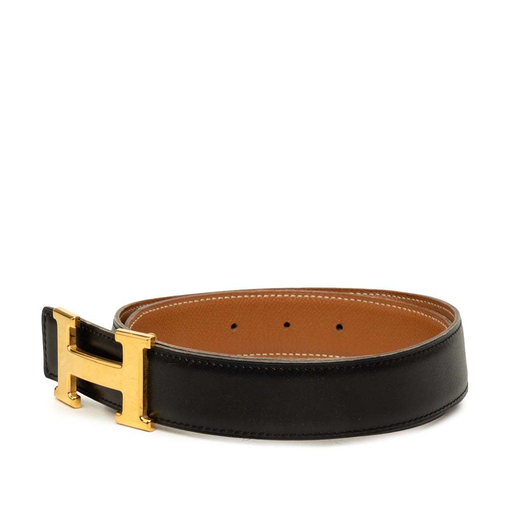 Hermès Ceinture Box Veau et Courchevel Constance H Réversible Box Noir – vue 2 – GABY PARIS