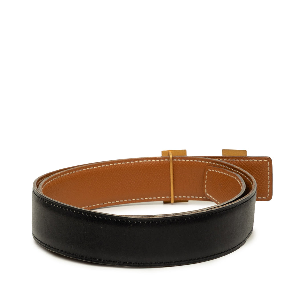 Hermès Ceinture Box Veau et Courchevel Constance H Réversible Box Noir – vue 3 – GABY PARIS