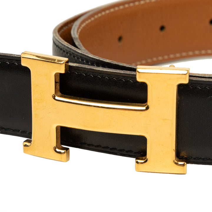 Hermès Ceinture Box Veau et Courchevel Constance H Réversible Box Noir – vue 6 – GABY PARIS