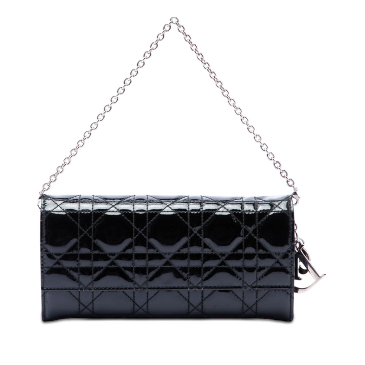 Dior Cuir verni Cannage Lady Dior Wallet on Chain