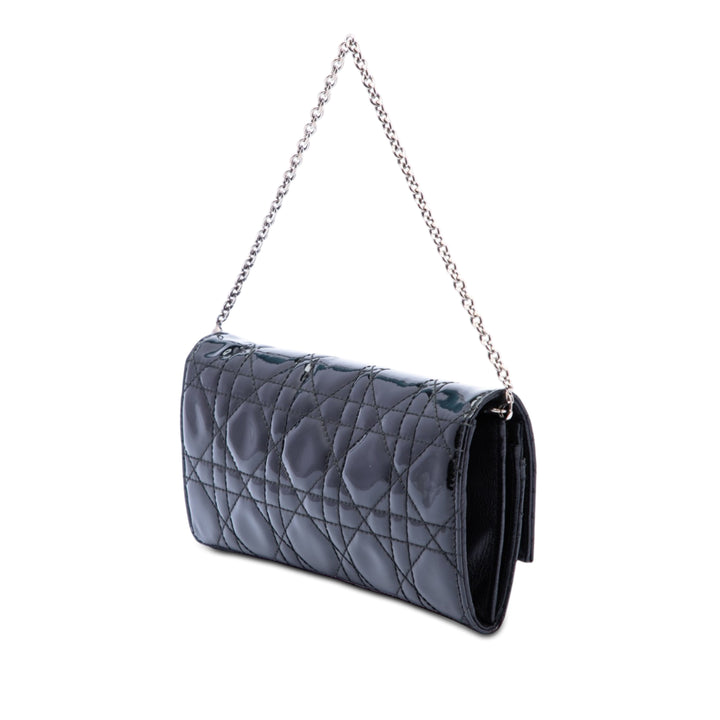 Dior Cuir verni Cannage Lady Dior Wallet on Chain