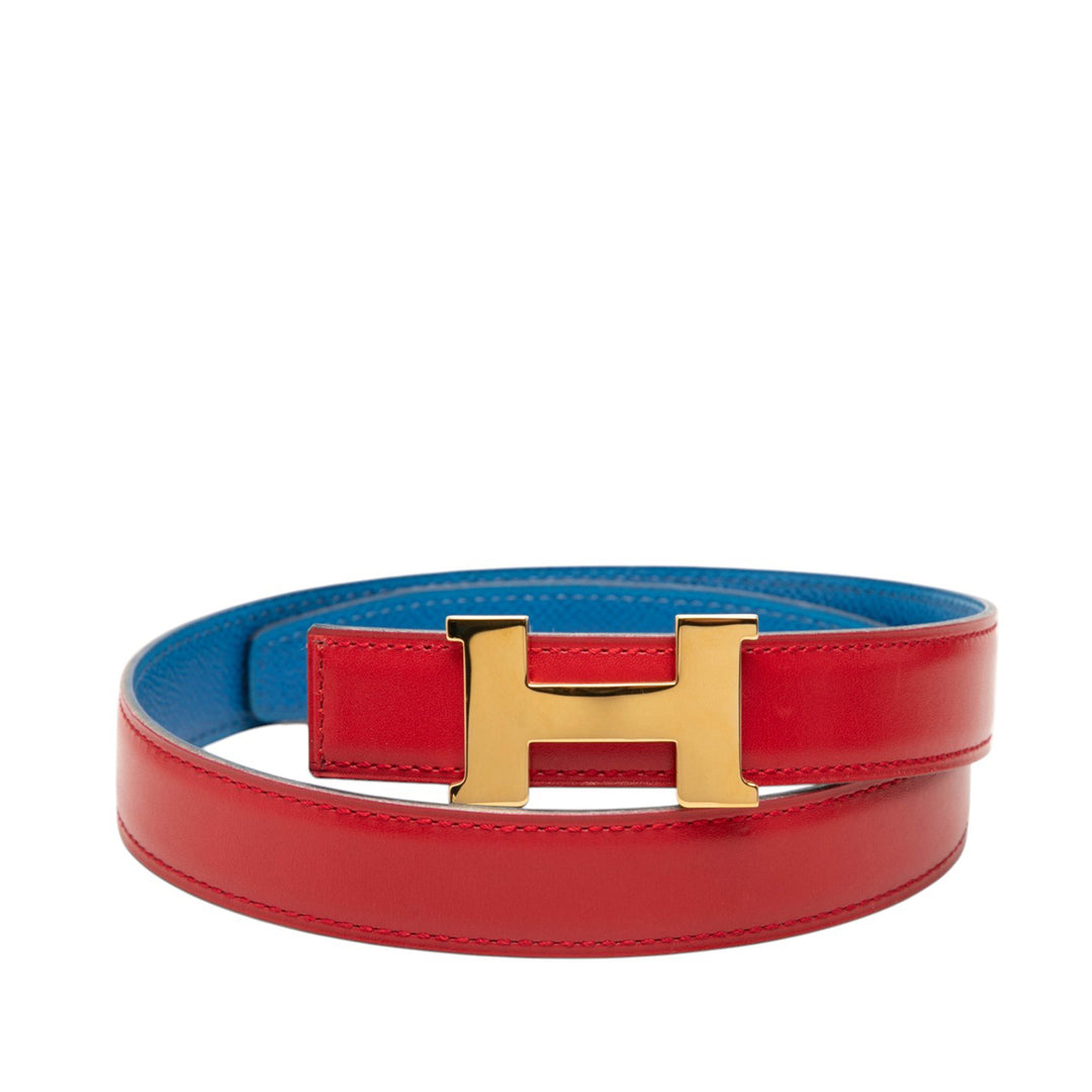 Hermès Ceinture Box Veau et Courchevel Constance H Réversible Box Bleu – vue principale – GABY PARIS