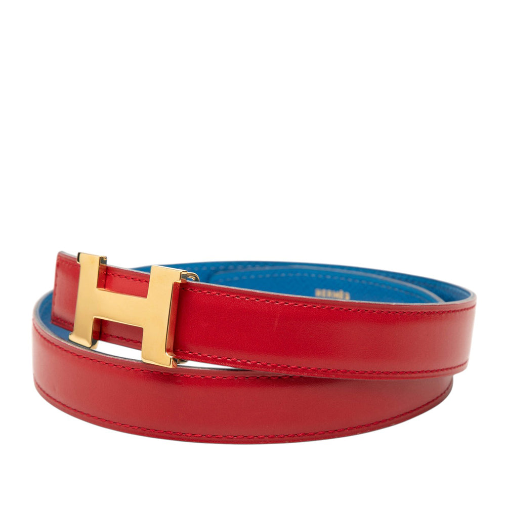 Hermès Ceinture Box Veau et Courchevel Constance H Réversible Box Bleu – vue 2 – GABY PARIS