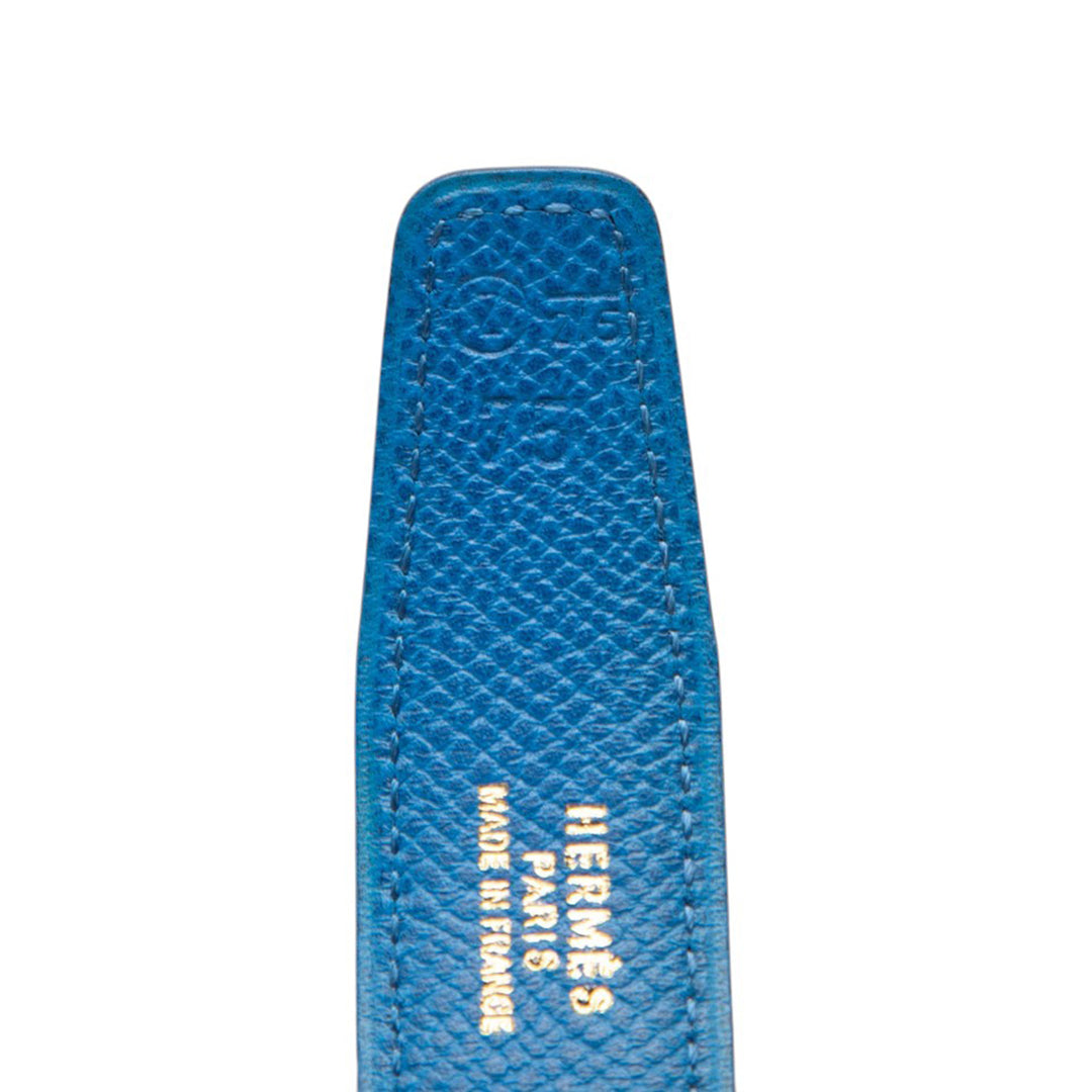 Hermès Ceinture Box Veau et Courchevel Constance H Réversible Box Bleu – vue 6 – GABY PARIS