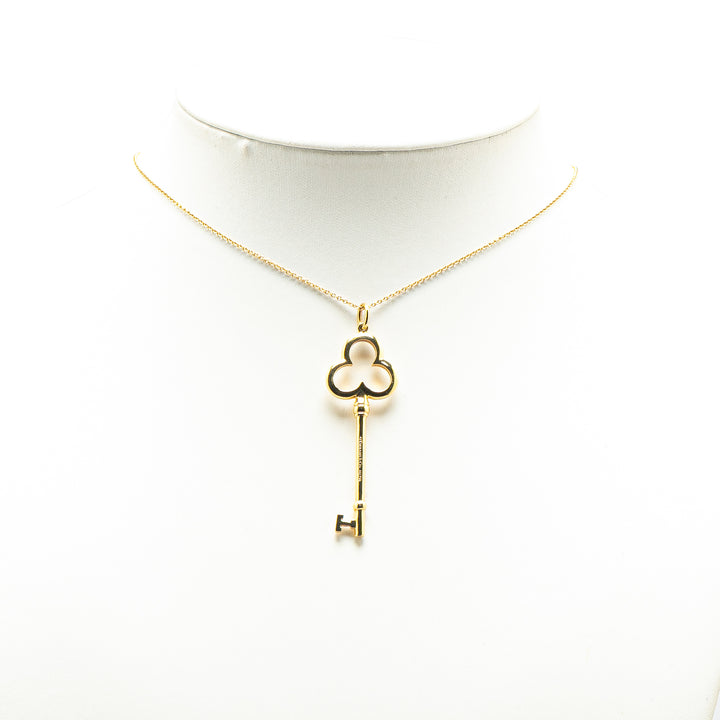 18K Yellow Gold Trefoil Open Key Pendant Necklace Gold - Gaby Paris