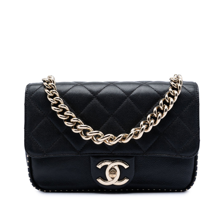 Chanel Small CC Matelassé Caviar clouté Simple rabat