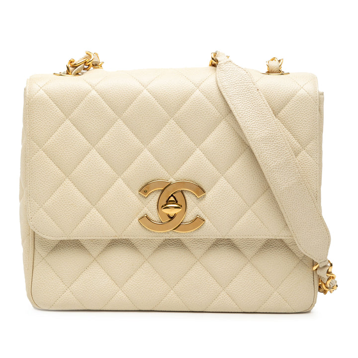 Chanel XL CC Matelassé Caviar Square Simple rabat
