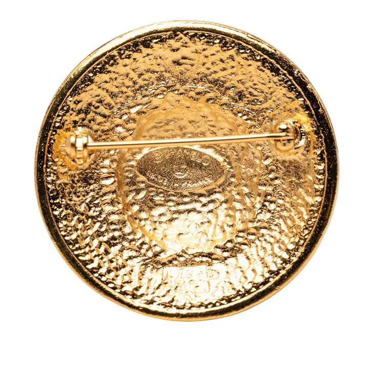 Chanel CC plaqué Sunburst Medallion Broche