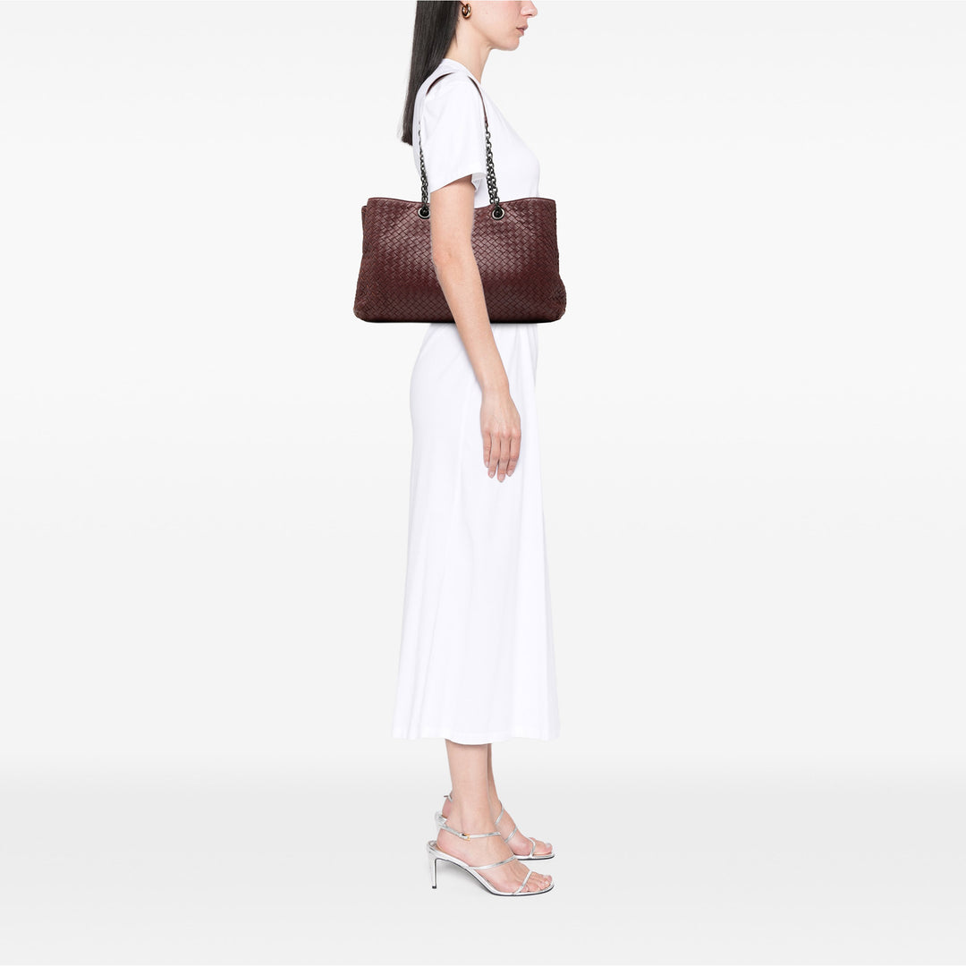 Bottega Veneta Large Nappa Intrecciato Double Cabas chaîne