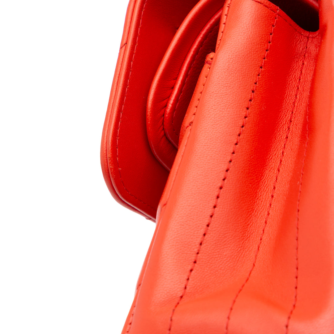 Chanel Small Classic Chevron Cuir d’agneau Double rabat Orange