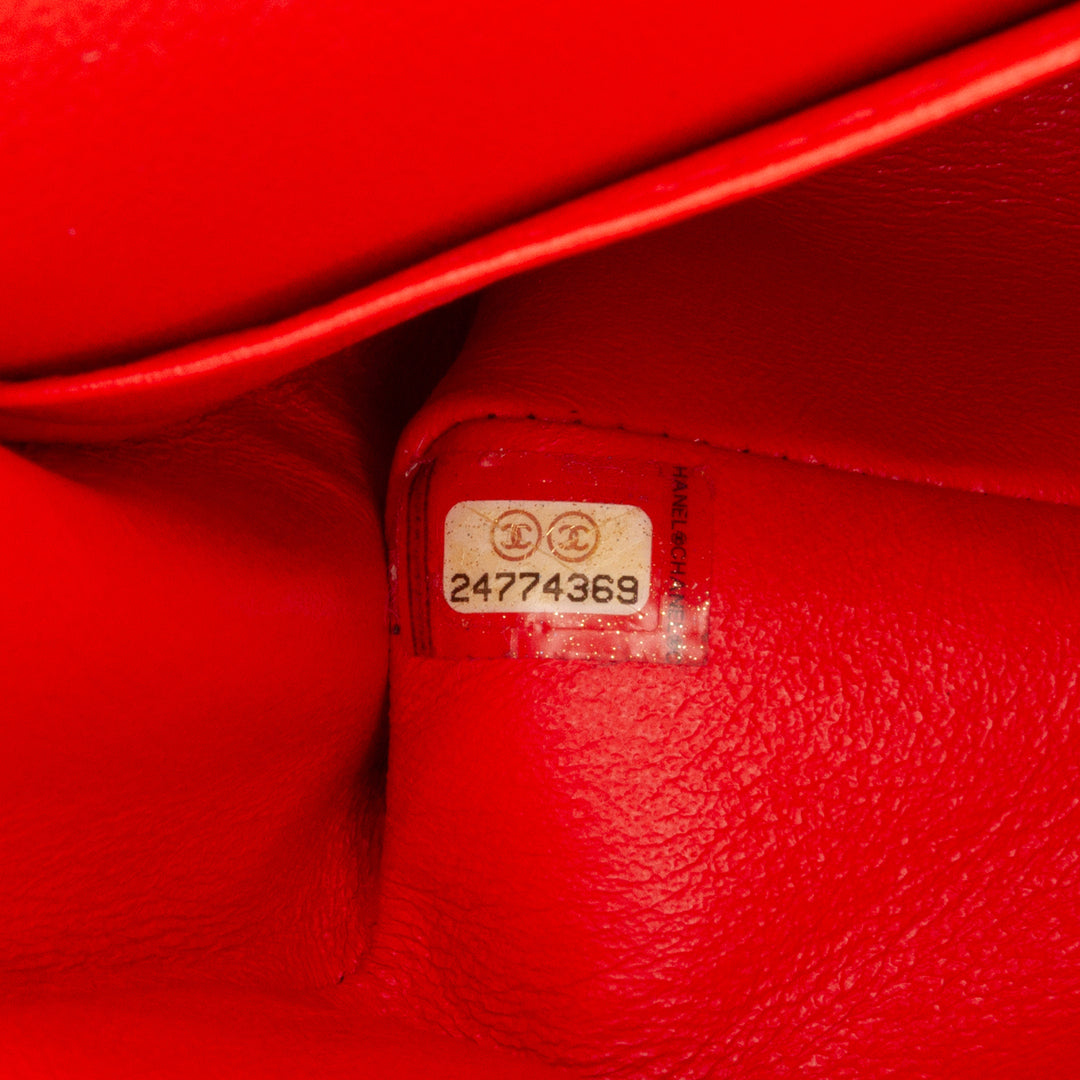 Chanel Small Classic Chevron Cuir d’agneau Double rabat Orange